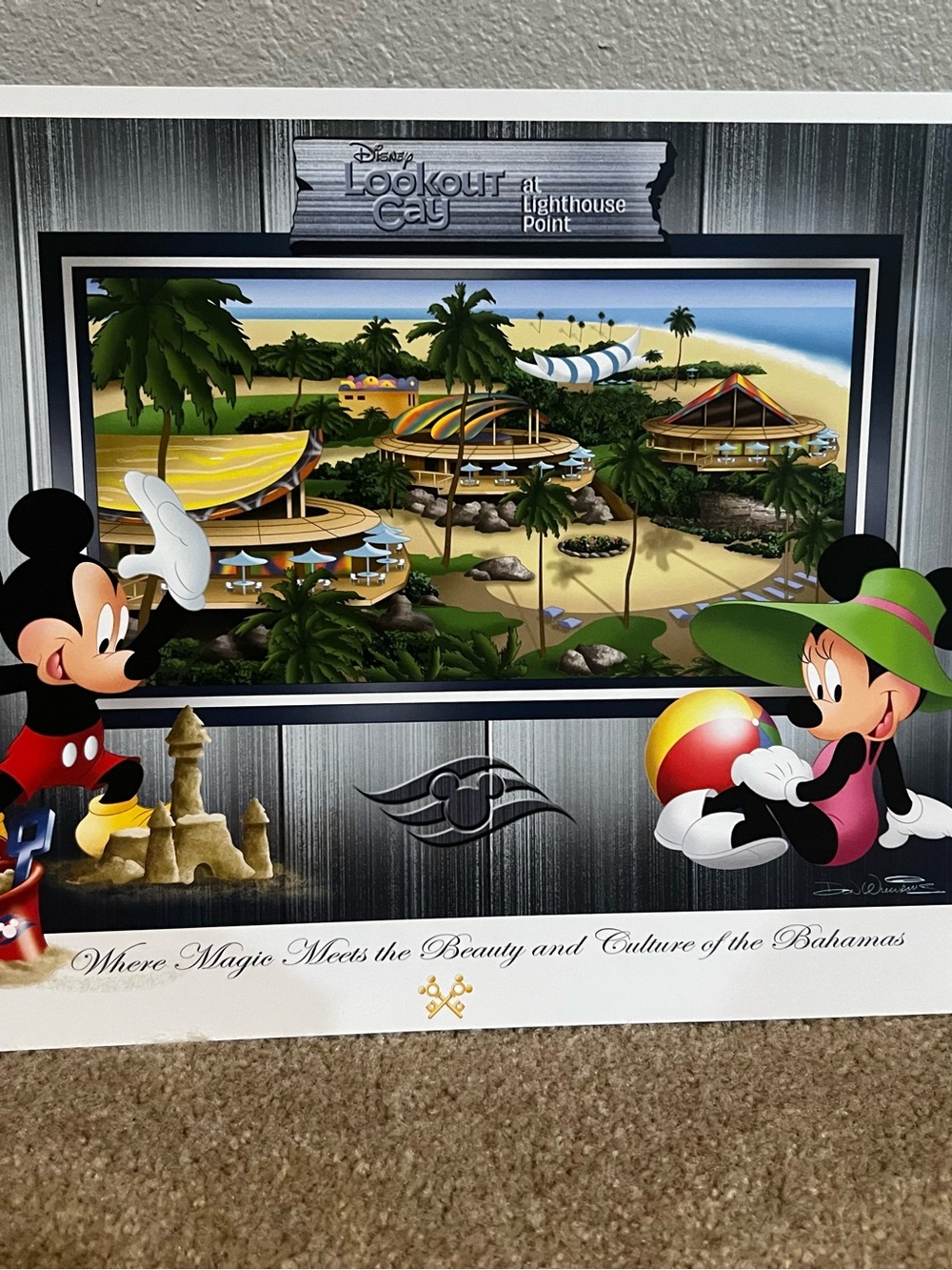 Disney Beach Resort Art Print — Green, Yellow, Blue, Black